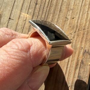 Nikki Butler Nicky Butler signed NB  Heavy 925 faceted onyx ring like new sz 7